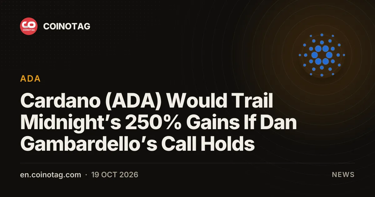Cardano (ADA) zou achterlopen op de 250%-winst van Midnight als de voorspelling van Dan Gambardello uitkomt