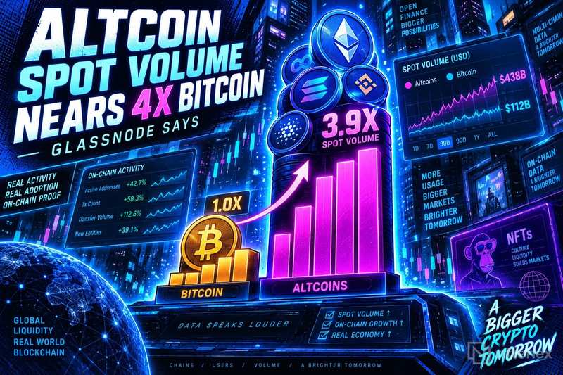 Il volume spot degli altcoin sfiora 4 volte quello di Bitcoin mentre i flussi degli ETF USA calano, secondo i dati di Glassnode