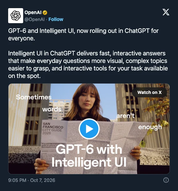 OpenAI wprowadza GPT-6 Sol do płatnych planów ChatGPT, a GPT-6 Luna do darmowych użytkowników