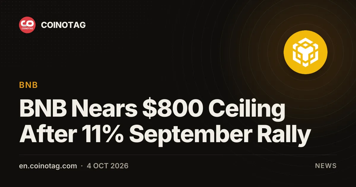 BNB se acerca al techo de los $800 tras un repunte del 11% en septiembre