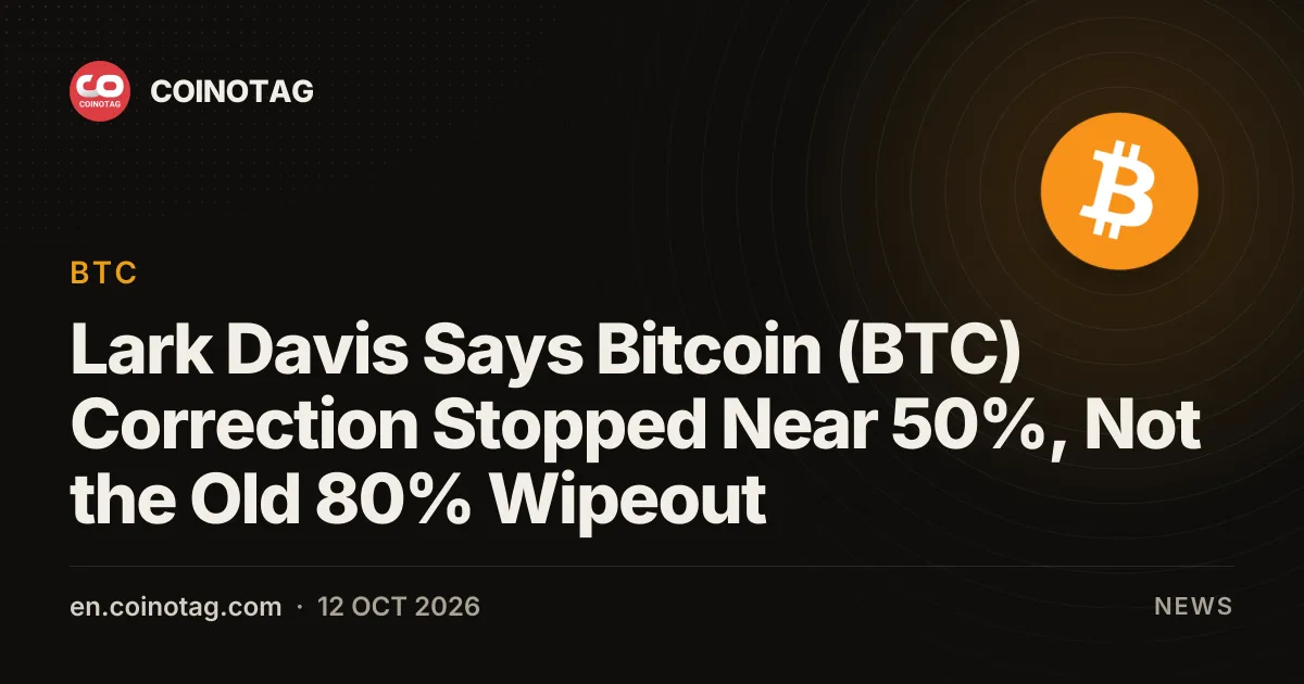 Lark Davis dice que la corrección de Bitcoin (BTC) se detuvo cerca del 50%, no en el viejo desplome del 80%
