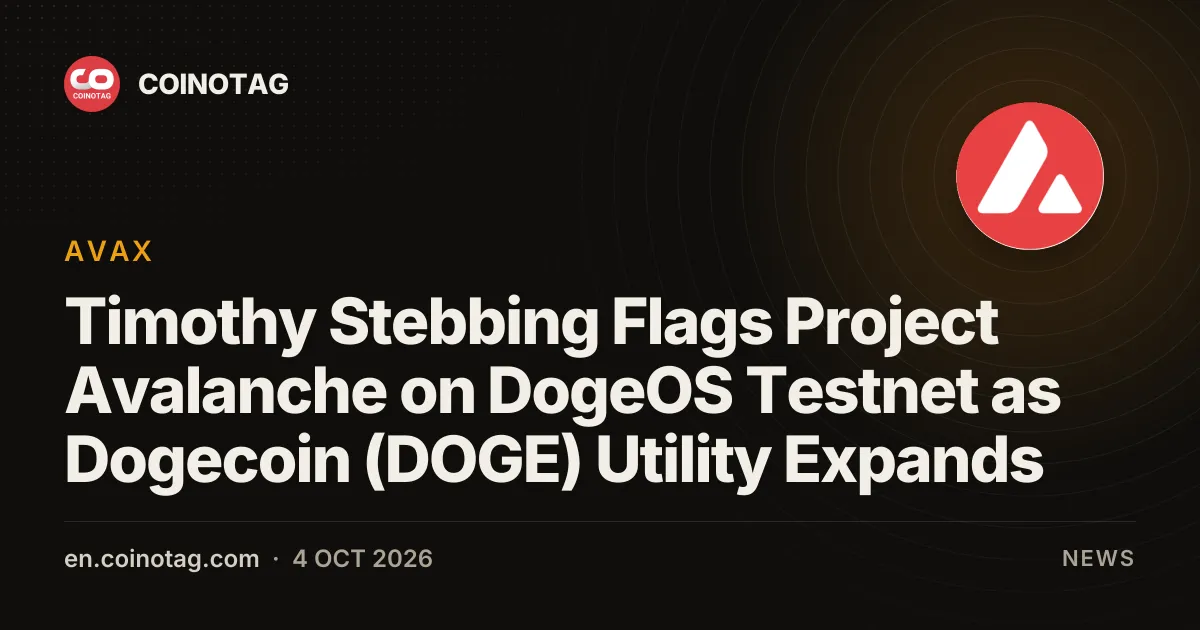 Timothy Stebbing wijst op "Project Avalanche" op DogeOS-testnet nu het nut van Dogecoin (DOGE) zich uitbreidt