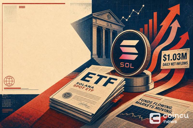 Les ETF spot SOL américains enregistrent 1,03 million de dollars d’entrées nettes quotidiennes