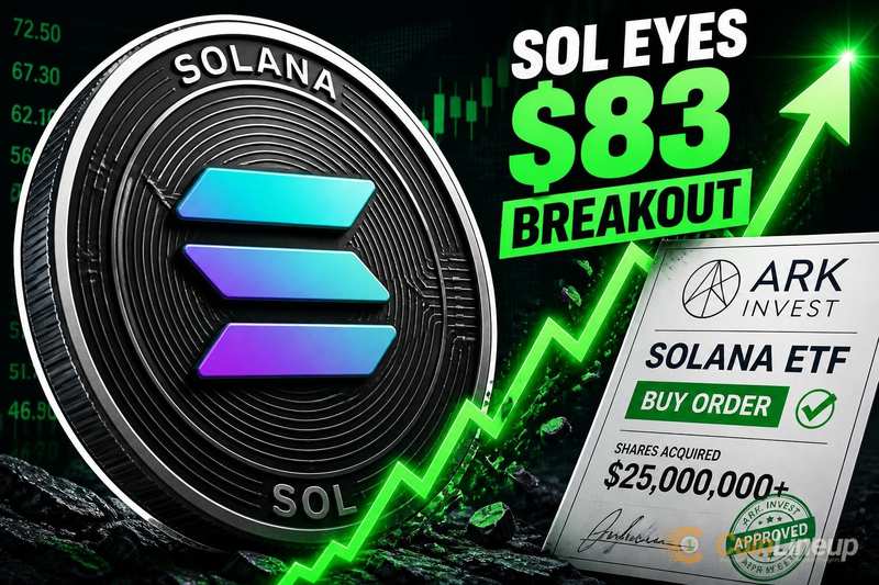 SOL Eyes $83 Breakout as ARK Invest Buys 7,115 Shares of 3iQ Solana Staking ETF