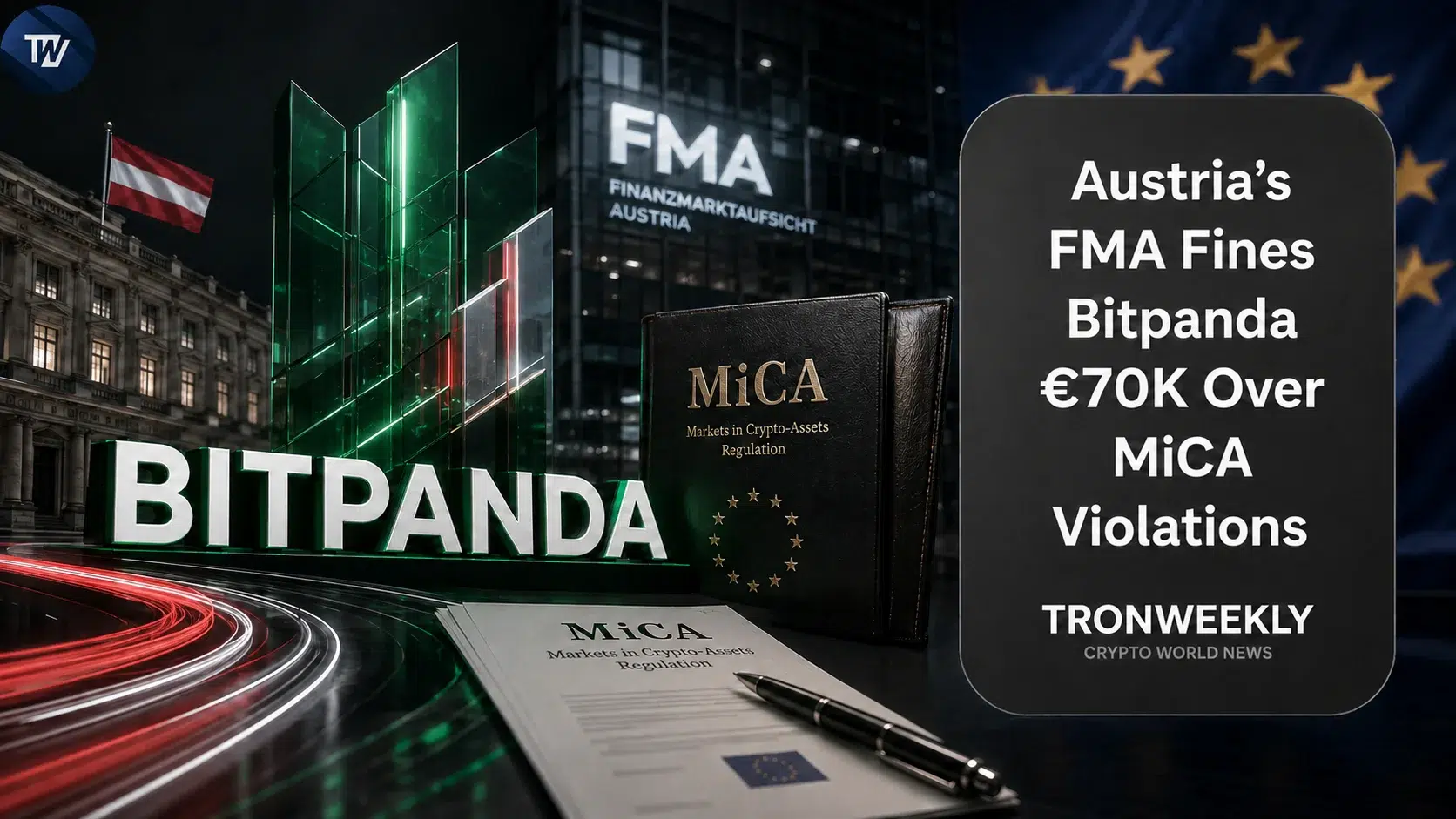 La FMA de Austria multa a Bitpanda con €70.000 por violaciones de MiCA en materia de white paper y marketing