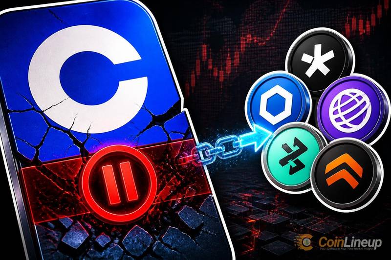 Coinbase wstrzymuje handel pięcioma tokenami, wypłaty pozostają otwarte