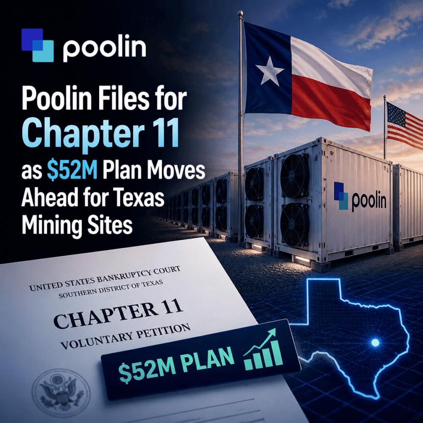 Poolin presenta istanza di Chapter 11 mentre avanza la vendita dei siti di mining in Texas per 52 milioni di dollari