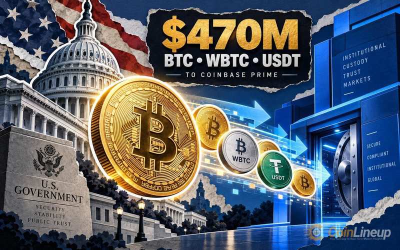 Rząd USA przeniósł BTC, WBTC i USDT o wartości 470 mln USD do portfeli powiązanych z Coinbase Prime