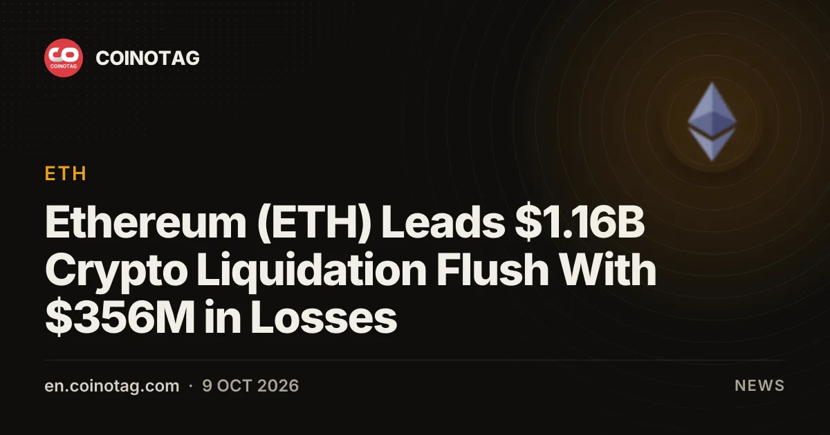 Ethereum (ETH) возглавил волну ликвидаций на крипторынке в $1,16 млрд с потерями $356 млн на фоне падения Bitcoin ниже $81 000