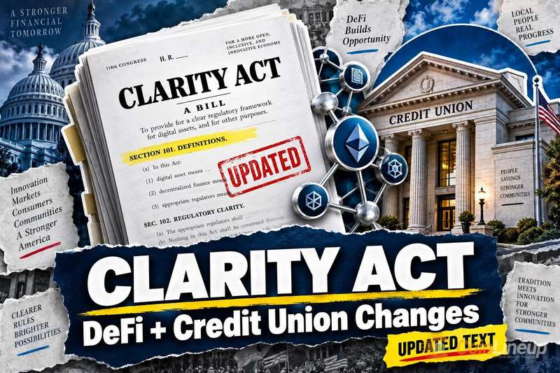 La supuesta revisión de la CLARITY Act menciona cambios en DeFi y cooperativas de crédito, pero el texto sigue sin verificarse