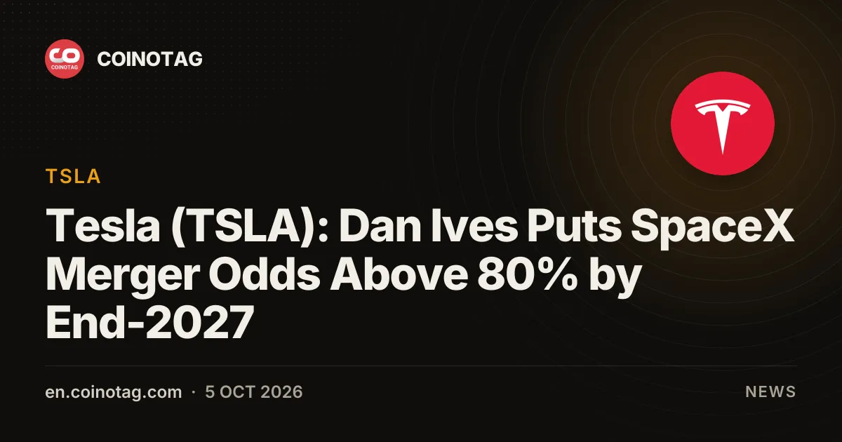 Tesla (TSLA) Overtreft Q3-Leveringsverwachtingen Met 486.532 Voertuigen Terwijl Dan Ives Kans op SpaceX-Fusie Boven 80% Zet Eind 2027
