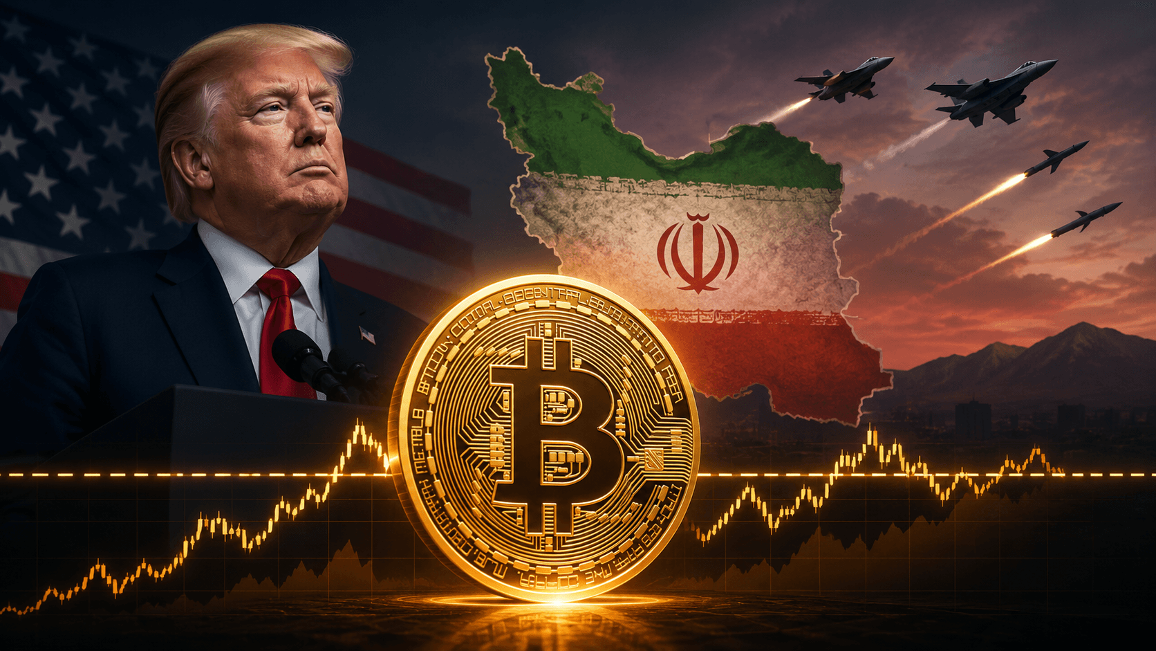 Bitcoin торгуется около $64,150 на фоне паузы Трампа в ударах США по Ирану