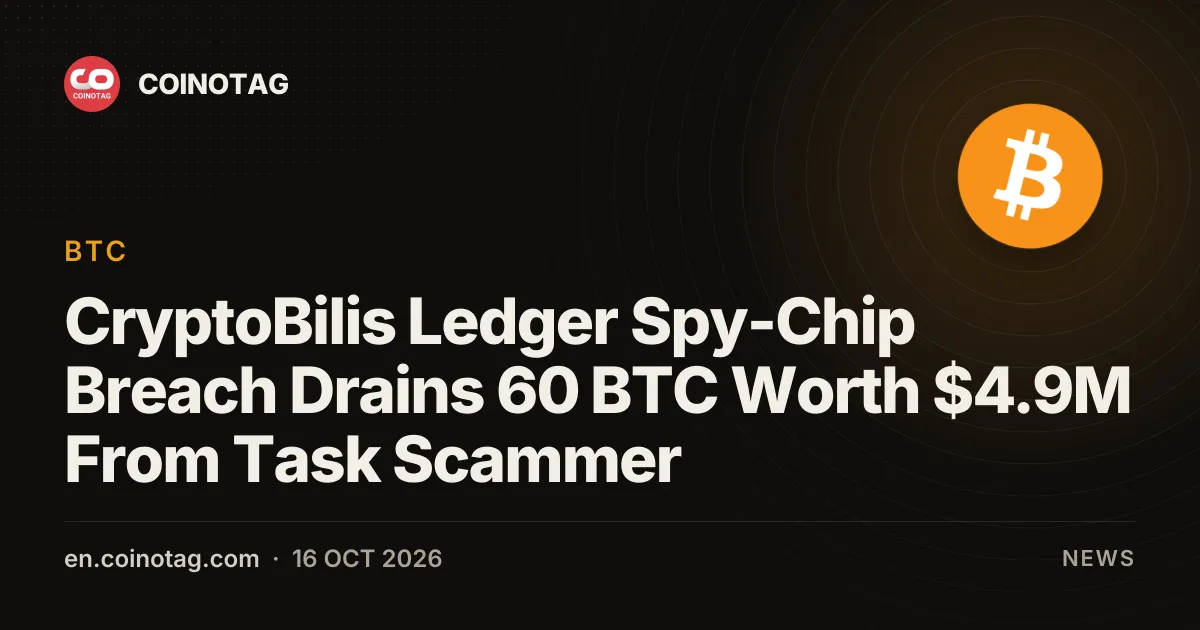 Скрытый шпионский чип в аппаратном кошельке Ledger позволил вывести 60 BTC на сумму $4,9 млн у оператора скам-схемы с заданиями CryptoBilis