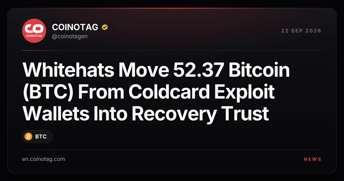 Whitehat spostano 52,37 BTC dai wallet colpiti dall'exploit Coldcard in un trust di recupero del Wyoming