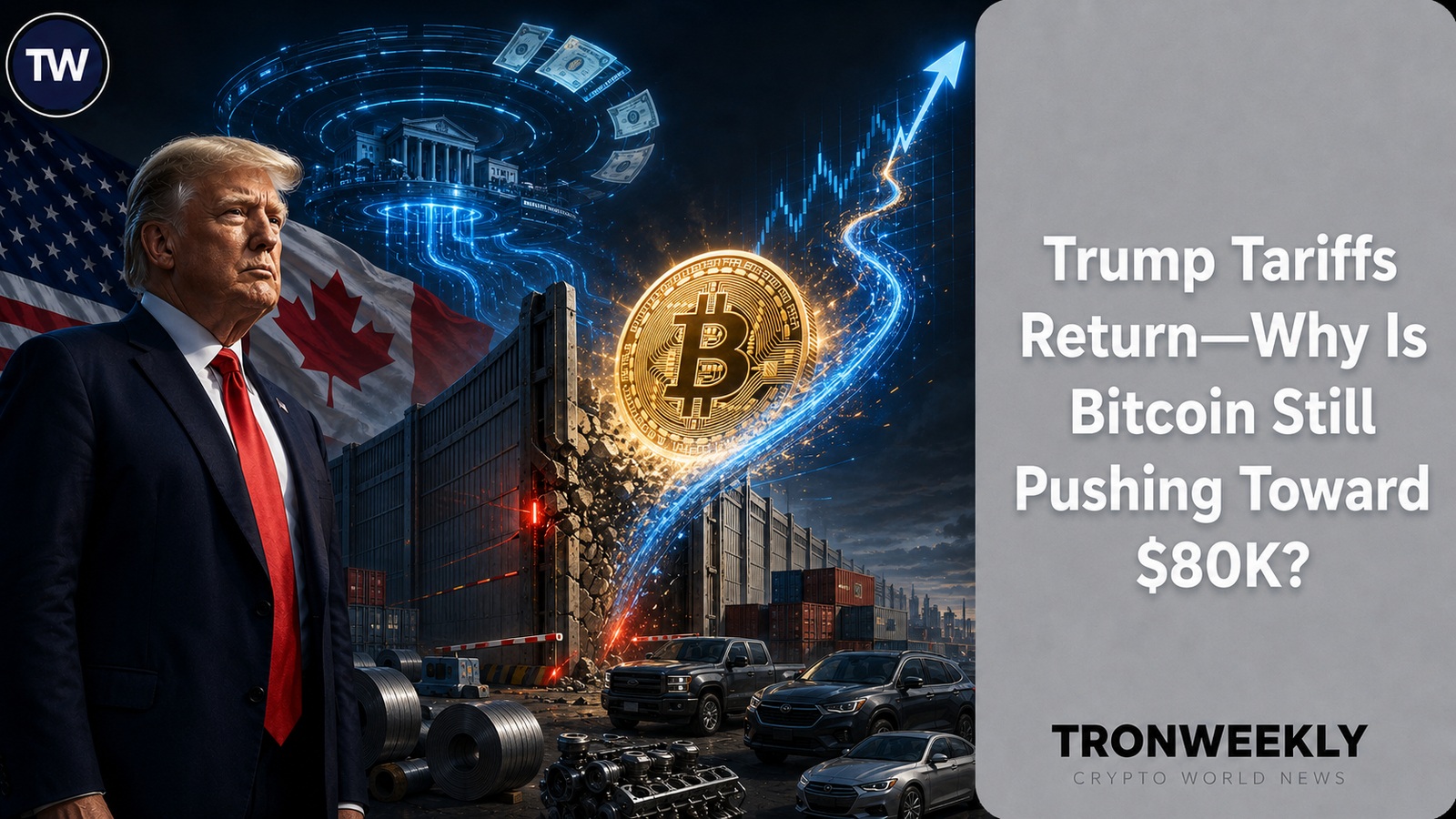 Тарифы Трампа возвращаются — почему Bitcoin все еще движется к $80,000?