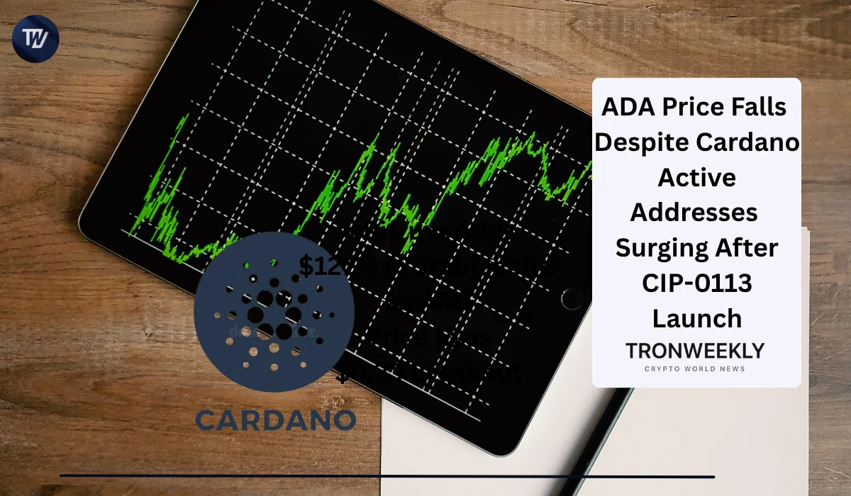 Цена ADA падает, несмотря на рост активных адресов Cardano до 27 500 после запуска CIP-0113