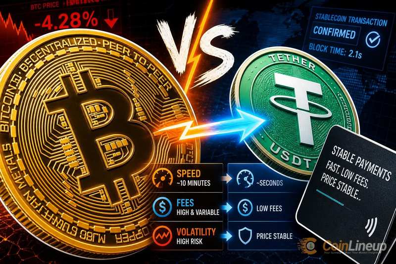 Bitcoin vs. pagos con stablecoins: comisiones, velocidad y volatilidad