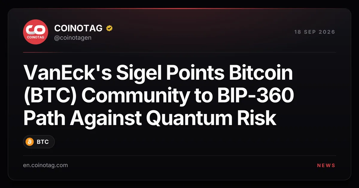 Sigel, de VanEck, señala a la comunidad de Bitcoin el camino de BIP-360 frente al riesgo cuántico