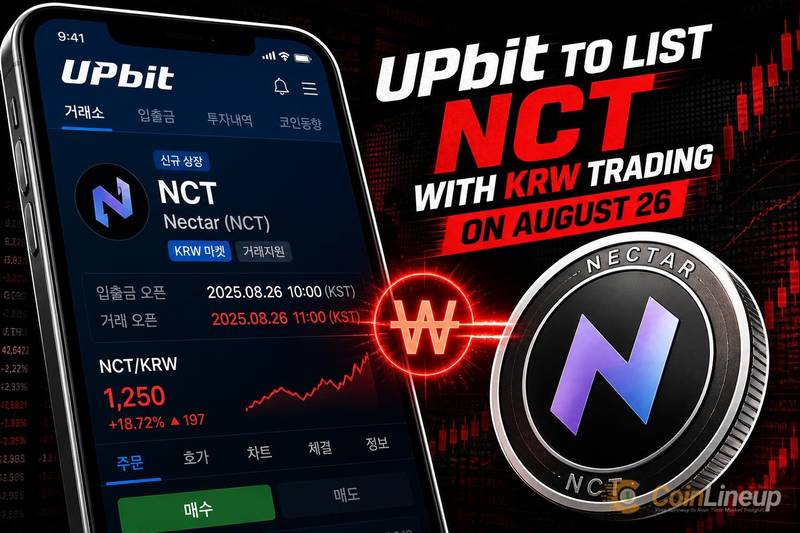 Upbit cotera NCT avec une paire de trading KRW le 26 août
