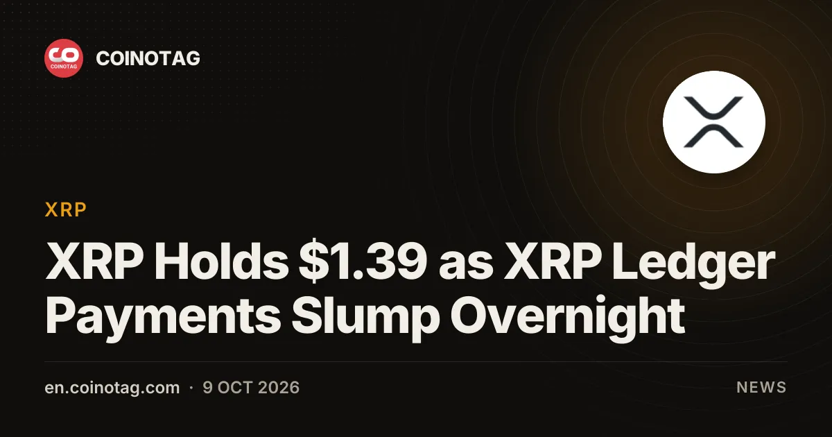 XRP удерживается на уровне $1.39 на фоне резкого спада платежной активности в XRP Ledger