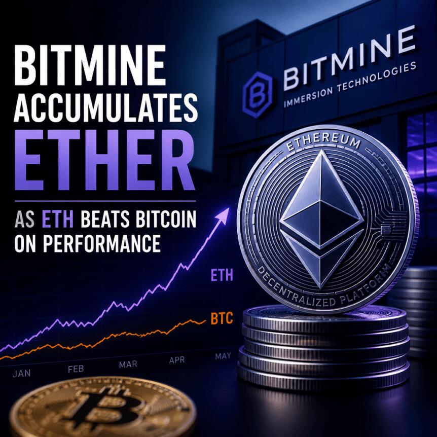 Bitmine увеличила запасы Ether до 5,79 млн ETH на фоне опережающей динамики Ether относительно Bitcoin