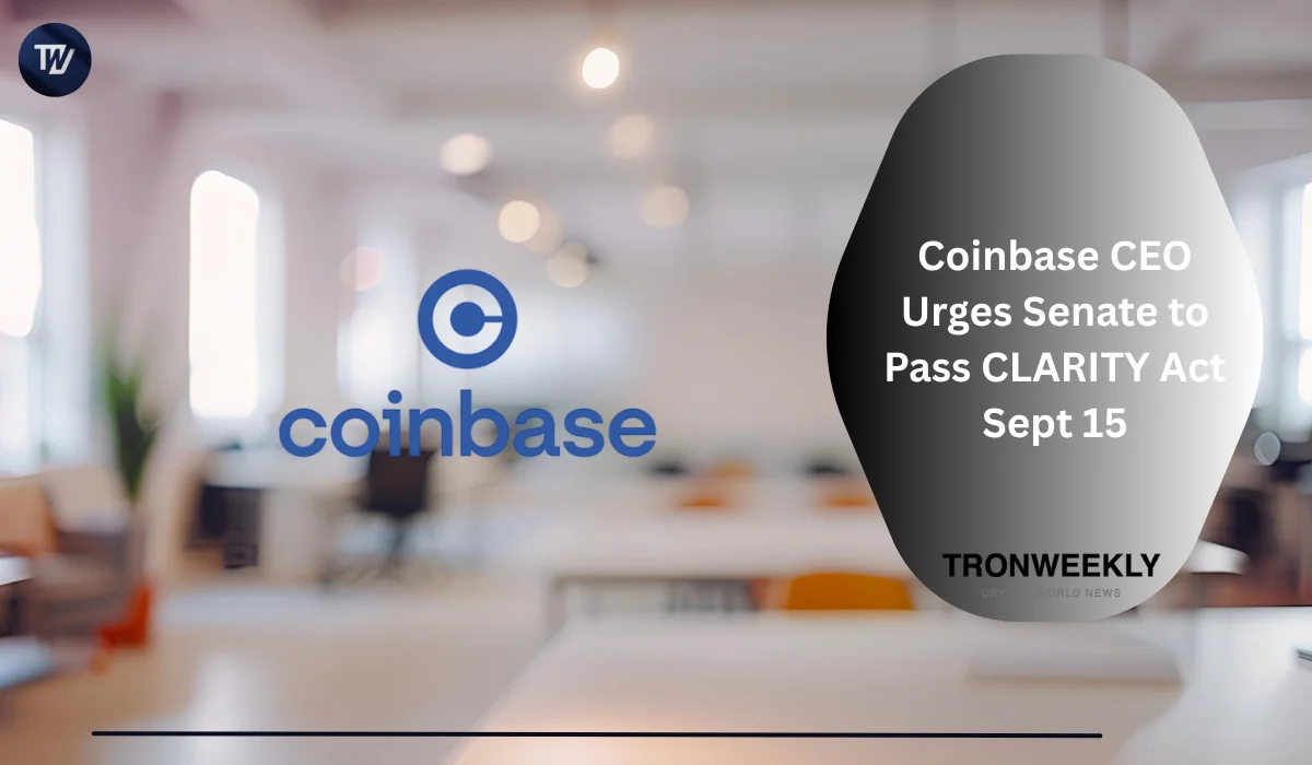 El CEO de Coinbase, Brian Armstrong, insta al Senado a aprobar la Ley CLARITY el 15 de septiembre