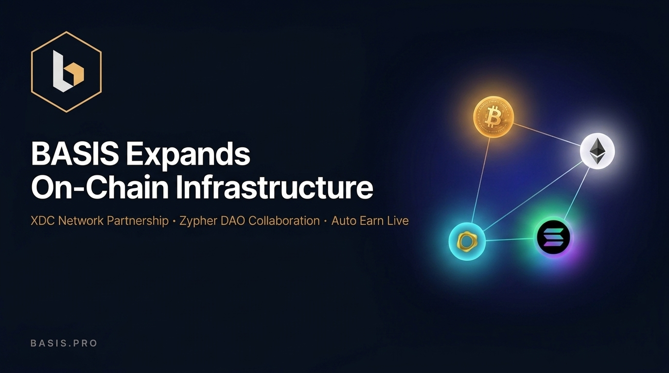 BASIS.pro étend son infrastructure on-chain avec un partenariat XDC Network et une collaboration avec Zypher DAO, tandis qu'Auto Earn entre en service