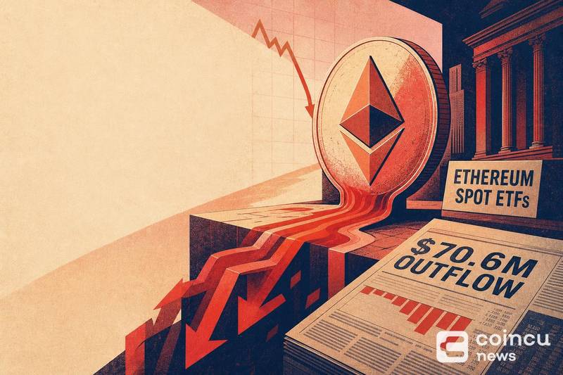 以太幣現貨 ETF 錄得 7,060 萬美元淨流出,終結連續五日資金流入