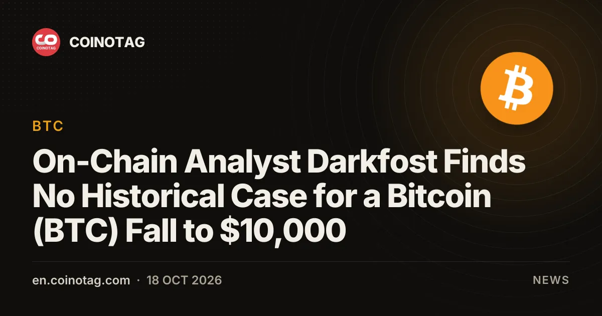 链上分析师Darkfost:比特币(BTC)跌至10,000美元缺乏历史依据