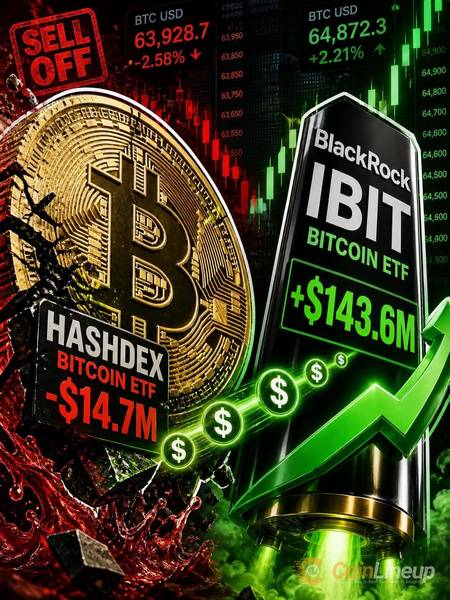 Hashdex liquidiert Bitcoin-ETF im Wert von 14,7 Mio. $ während BlackRock-IBIT 143,6 Mio. $ hinzufügt