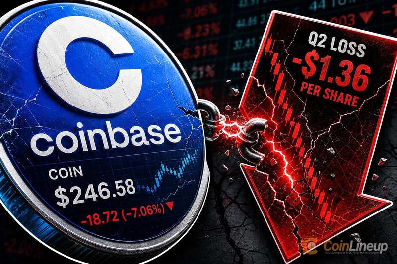 Coinbaseの株式、第2四半期1株当たり1.36ドルの損失を受けて下落