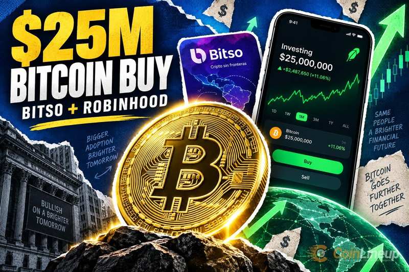 Bitso podaje, że Robinhood dokonał pierwszego w historii zakupu bitcoina o wartości 25 mln USD na bilans korporacyjny