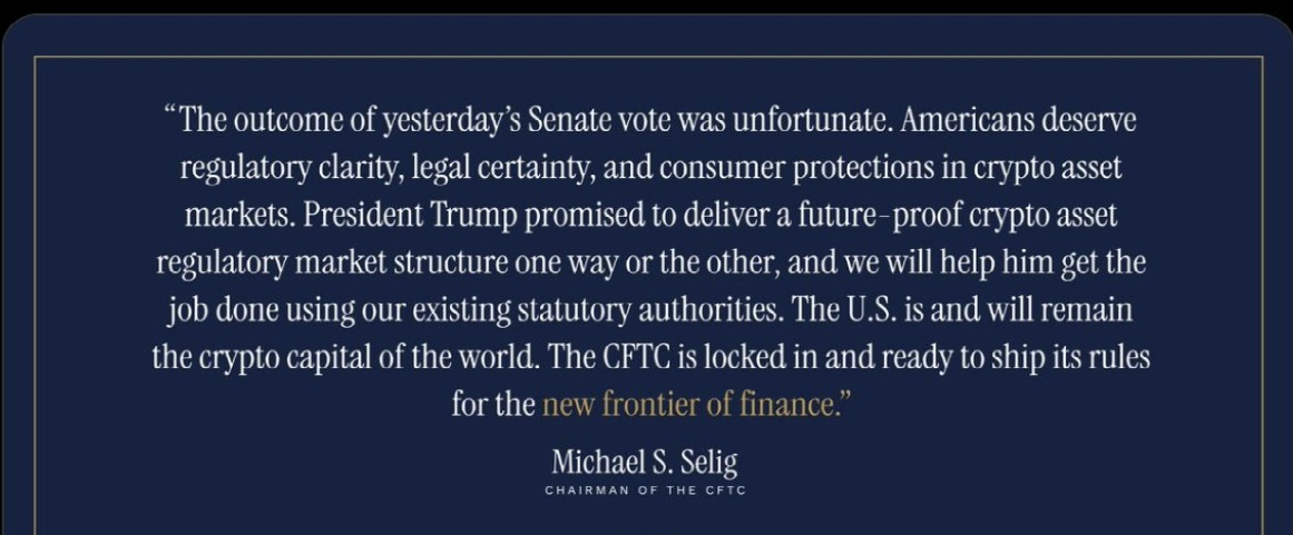 CFTC pronta ad avanzare regole crypto con i poteri esistenti mentre il CLARITY Act si blocca al Senato