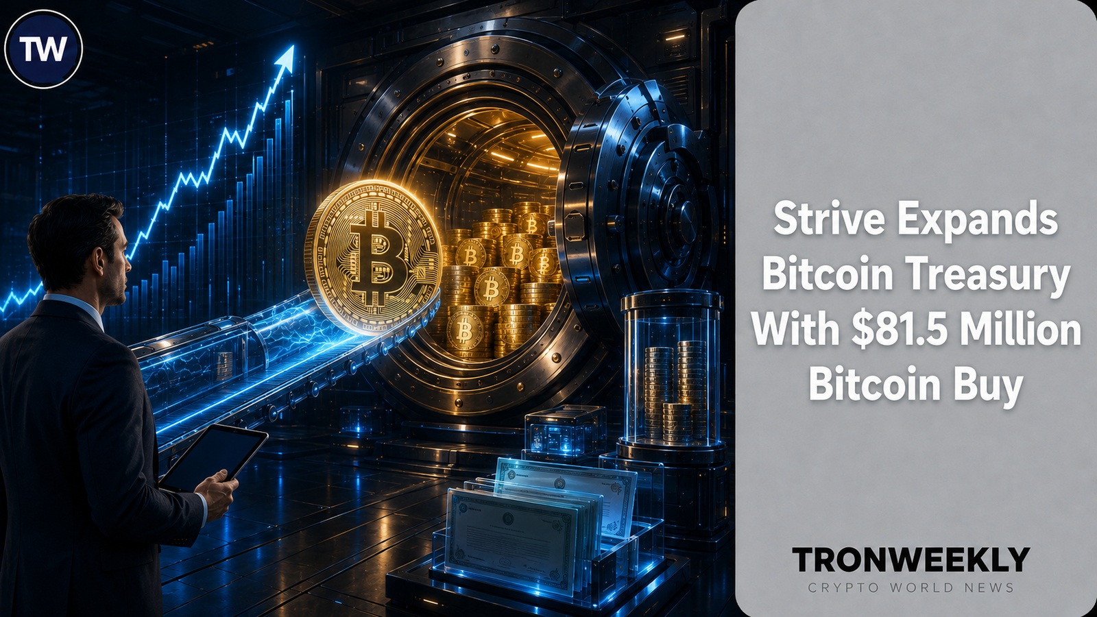 Strive 增購 8,150 萬美元比特幣,國庫持有量達 21,356 BTC