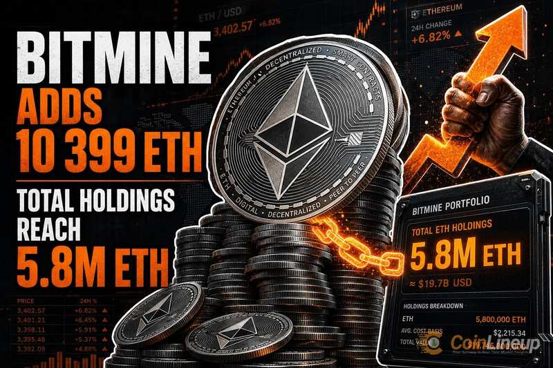 Bitmine 一週增持 10,399 ETH，總持倉達 580 萬 ETH