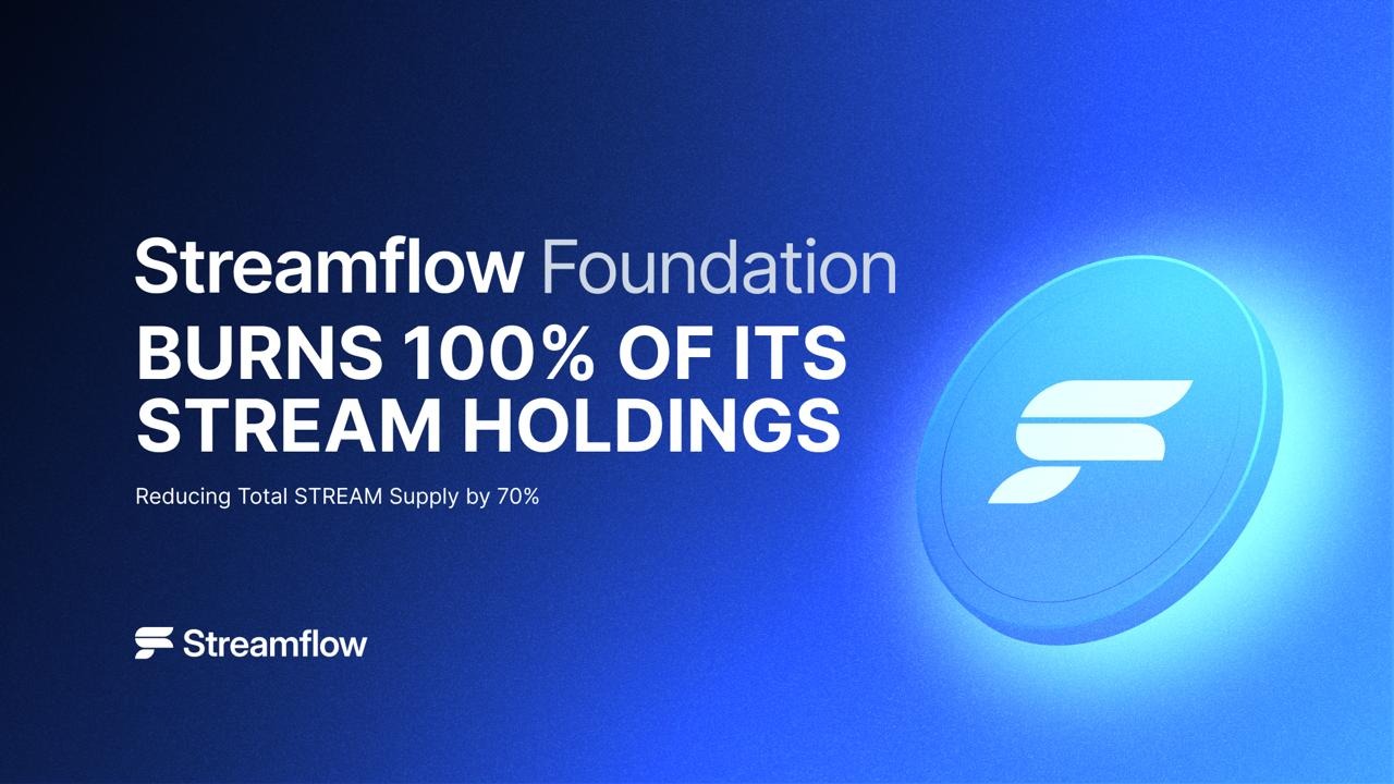 La Streamflow Foundation brucia 699,99 milioni di STREAM, rimuovendo definitivamente il 70% dell'offerta totale