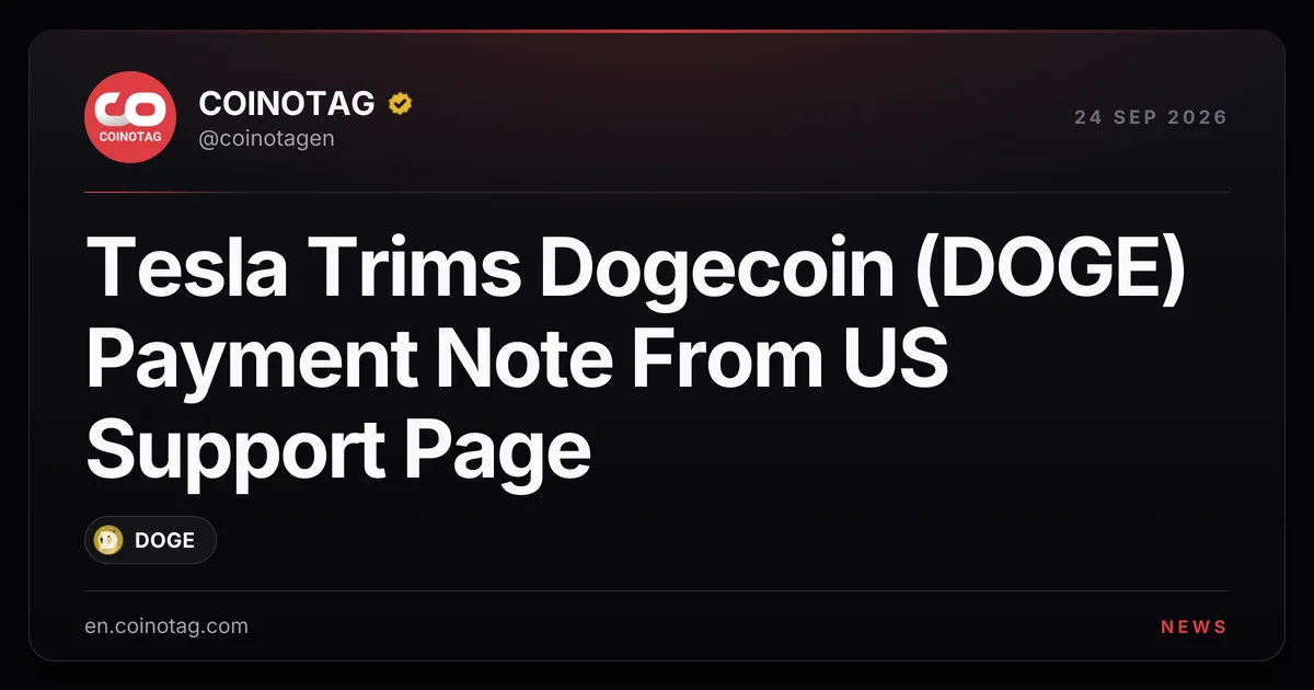 Tesla Removes Dogecoin Payment Note From US Support Page