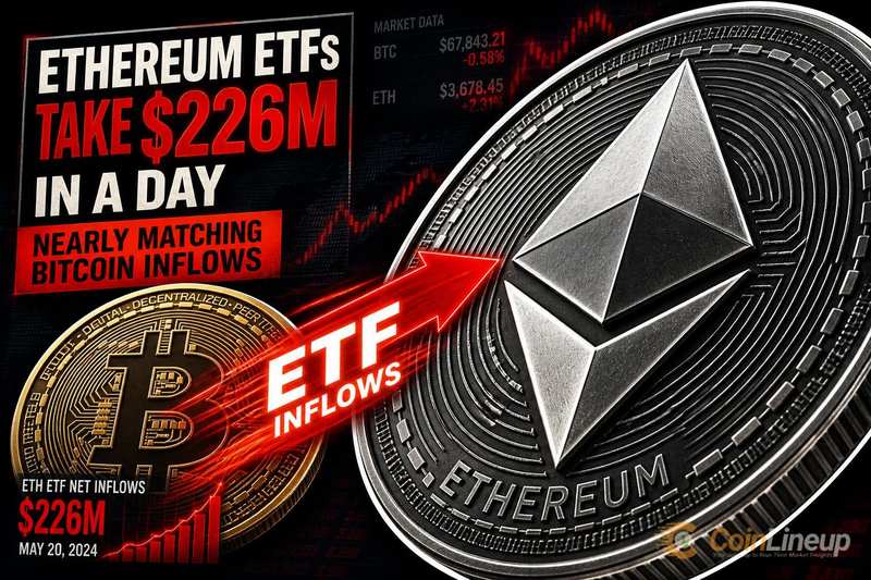 Gli ETF Ethereum raccolgono 226 milioni di dollari in un giorno, quasi pari agli afflussi di Bitcoin