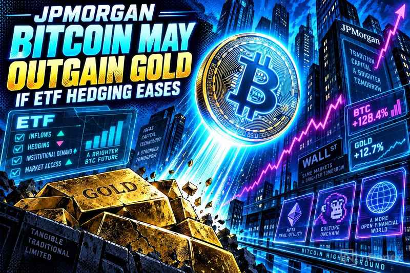JPMorgan: биткоин может обогнать золото, если хеджирование биткоин-ETF ослабнет