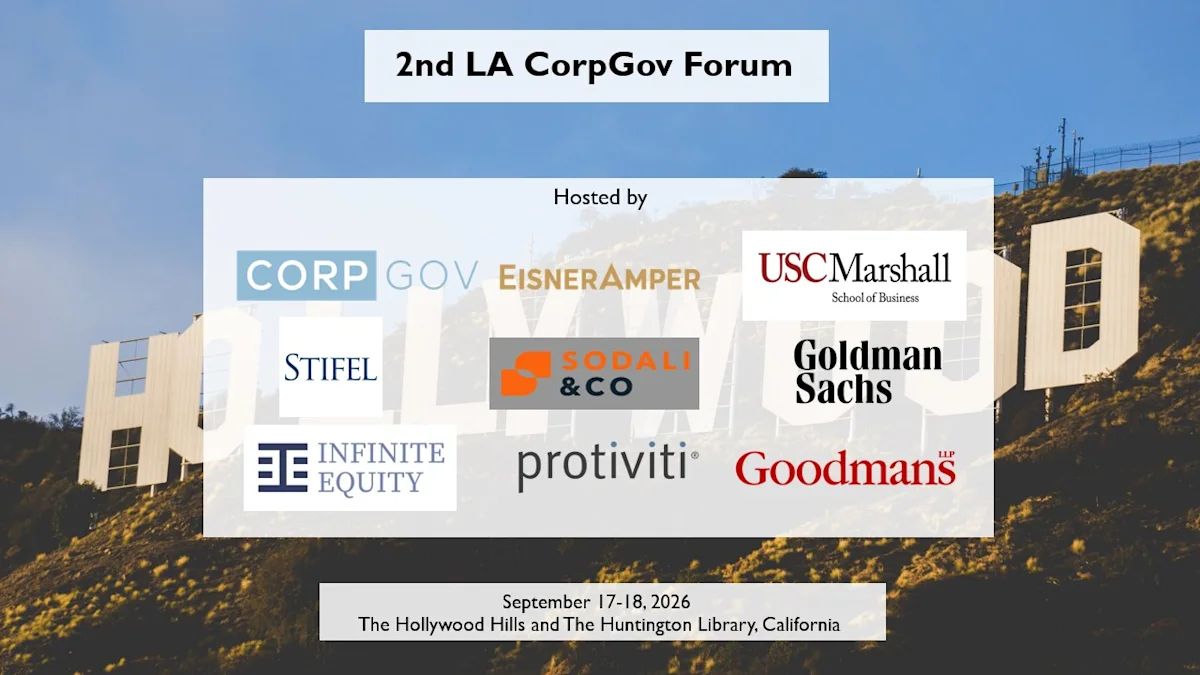 2.º LA CorpGov Forum programado para el 18 de septiembre: la agenda final incluye activismo, deportes y entretenimiento en The Huntington Library