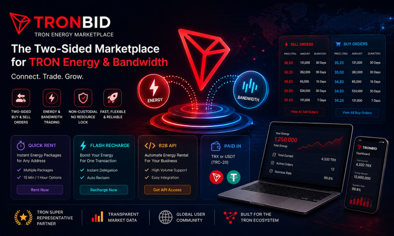 TronBid Expands TRON Resource Marketplace With Two-Sided Trading