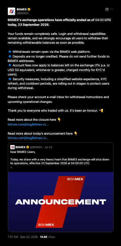 BitMEX commence à facturer 50 $ par mois aux utilisateurs vérifiés sur les soldes laissés après la fermeture