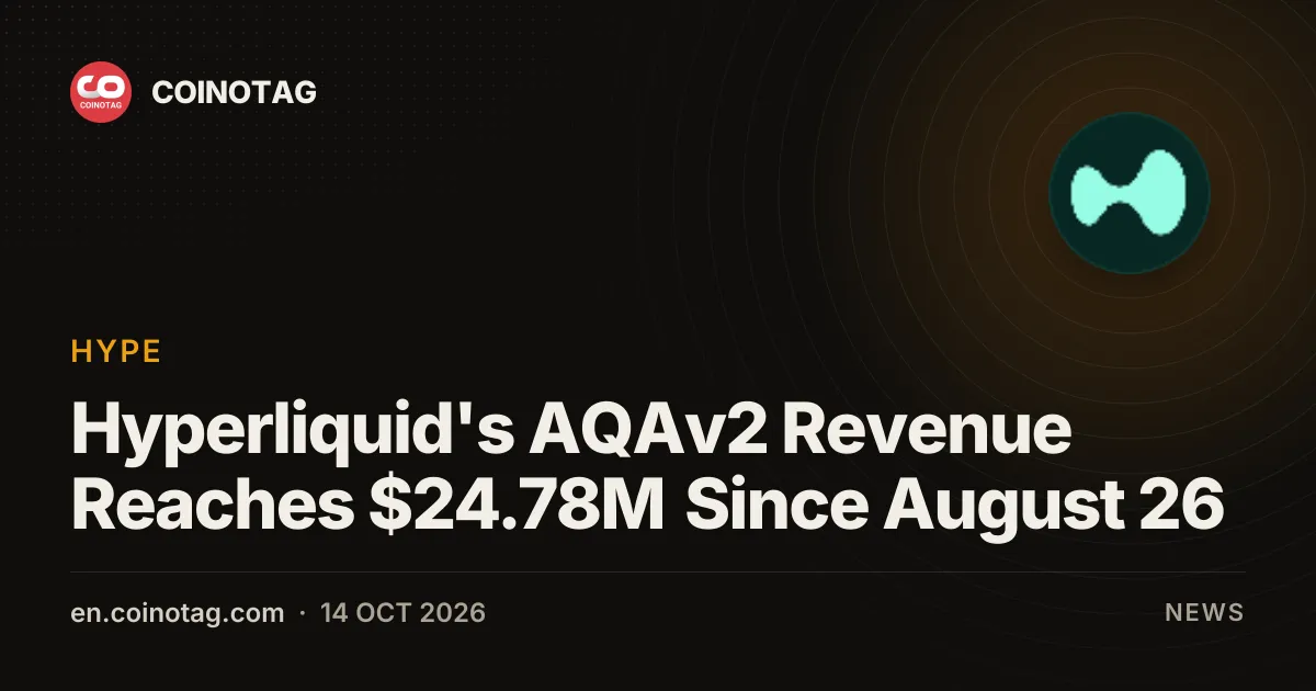 Przychody AQAv2 na Hyperliquid osiągają 24,78 mln USD od 26 sierpnia