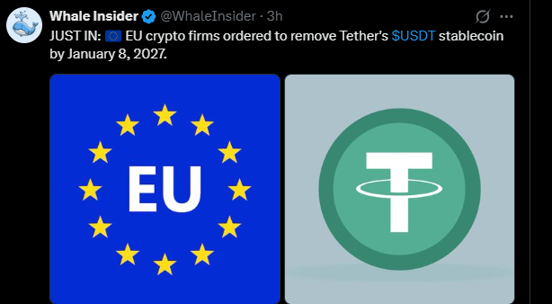 Le regole UE sugli stablecoin si irrigidiscono mentre USDT affronta la scadenza dell'8 gennaio 2027