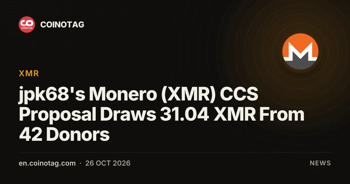 jpk68s Monero (XMR)-CCS-Antrag zieht 31,04 XMR von 42 Spendern an