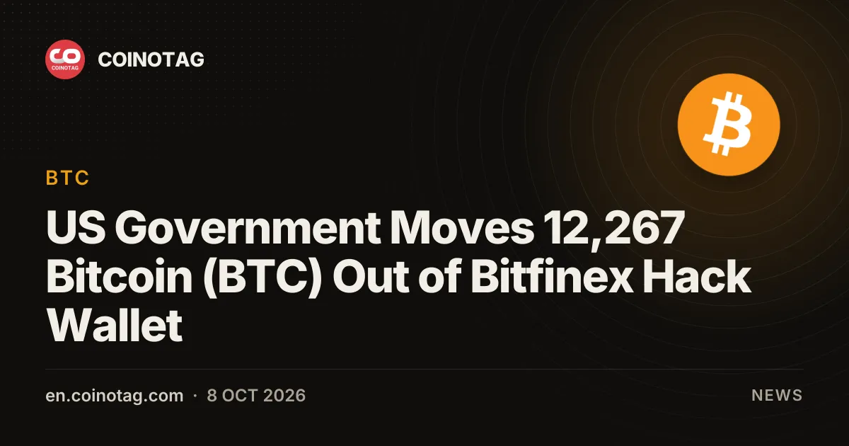 Правительство США перевело 12 267 биткоинов (BTC) из кошелька с конфискованными средствами Bitfinex