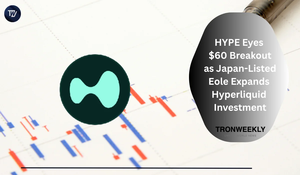 HYPE celuje w przełamanie poziomu 60 USD, gdy notowana w Japonii Eole zwiększa inwestycję w Hyperliquid