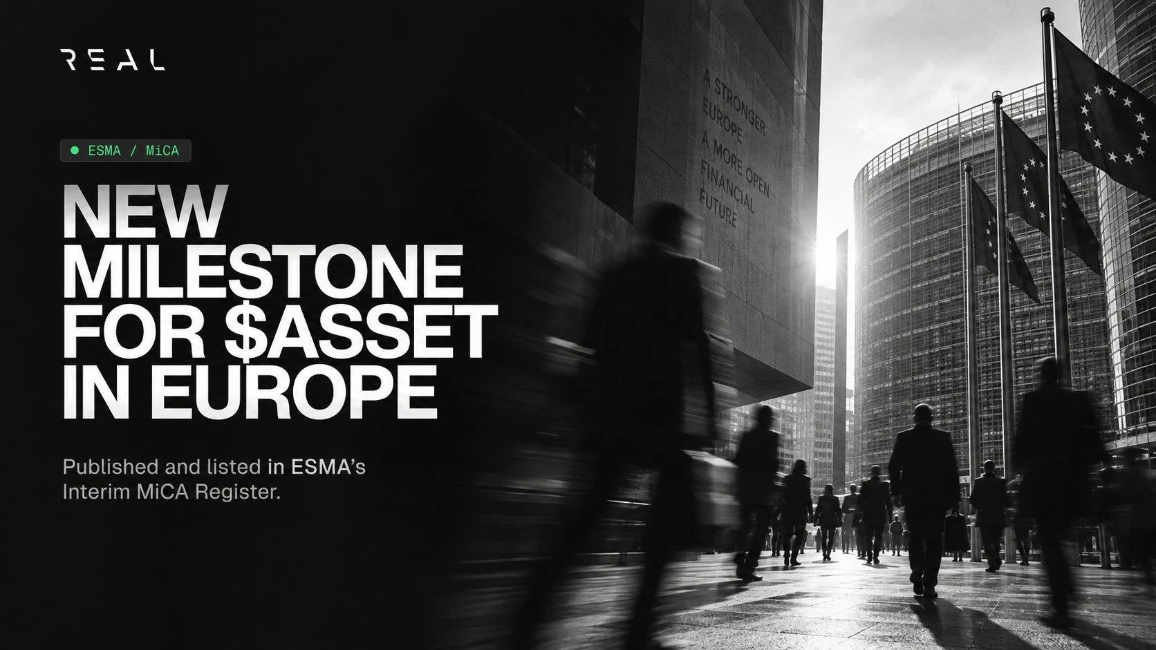 Ujawnienie MiCA dotyczące $ASSET firmy REAL Finance wpisane na listę dla 30 rynków EOG