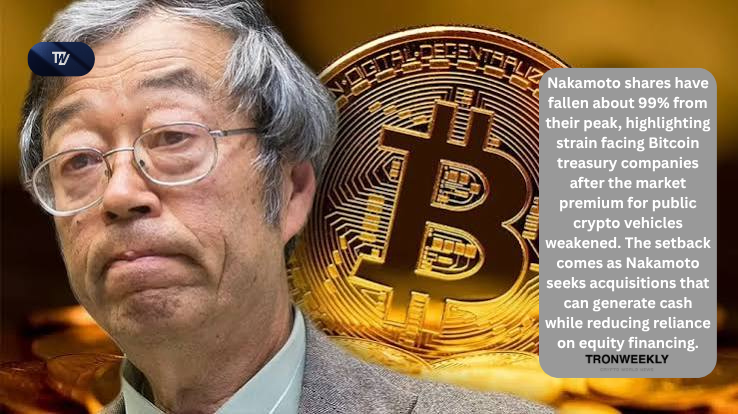 Акции Nakamoto упали на 99% от пика: убытки 2026 года проверяют на прочность биткоин-стратегию