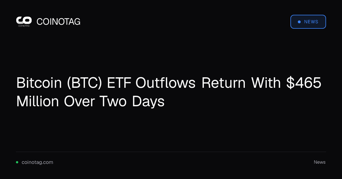 Отток из ETF на Bitcoin возвращается и превышает $465 million за два дня